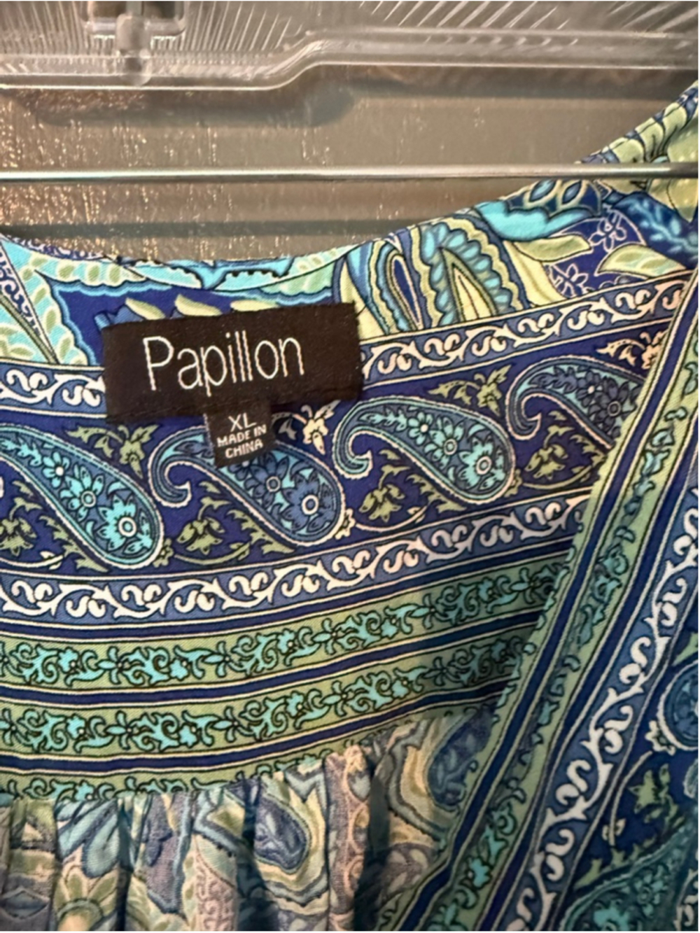 Women's Papillon Blue Green Paisley Maxi Dress XL - Picture 2 of 4